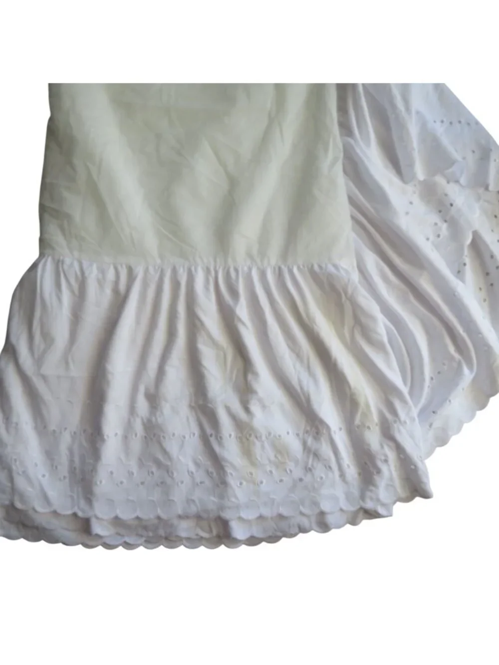 White Twin Bed Skirt Eyelet Embroidery Scalloped Hem14